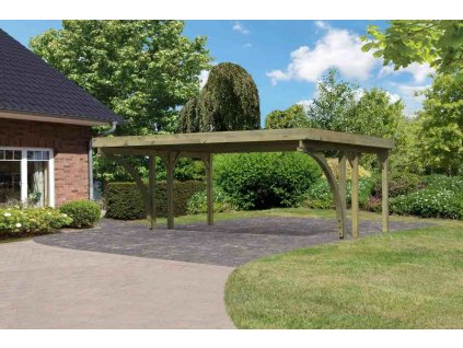 Přístřešek na auto carport KARIBU CLASSIC 1C 5,63 x 3,94 m - ocelové střešní plechy