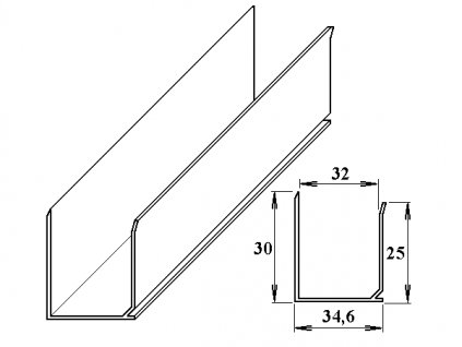 Marlon AL ukončovací U-profil 32 mm
