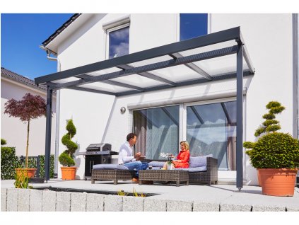 Hliníková pergola Terrassendach Premium čirý polykarbonát, antracitová konstrukce www.best4house.cz