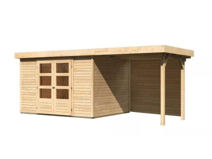 Dřevěný domek KARIBU ASKOLA 5 + přístavek 2,40 m včetně zadní stěny