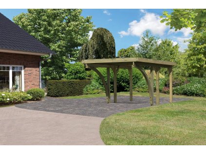Přístřešek na auto carport KARIBU CLASSIC 1C 2,73 x 3,94 m - ocelové střešní panely