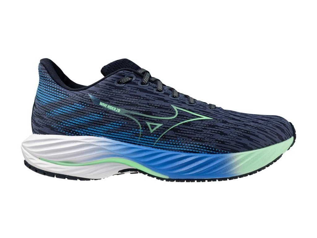 Mizuno Wave Rider 28 vintage indigo neo mint front blu pánské (8)