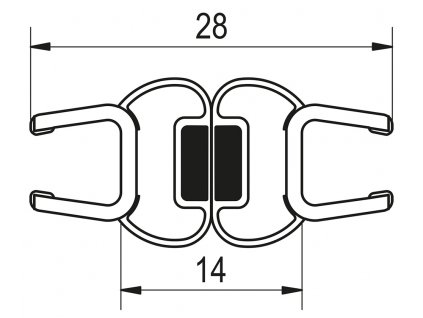 SanSwiss CADURA, TOP-LINE S, TOP-LINE Svislé magnetické těsnění 180° pro 6 mm sklo, kus 42356.KD.1