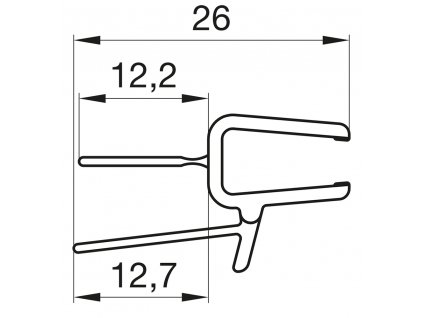 SanSwiss CADURA, TOP-LINE S, TOP-LINE, ANNEA, SOLINO Vodorovné těsnění pro 6mm skla, s frézováním L a R 90° pro montáž s magnetickým těsněním 42352, ks 52203U.KD.1000.F