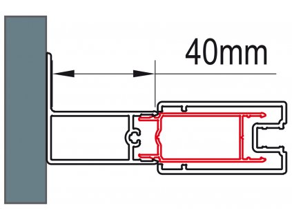 SanSwiss TOP-LINE S Stohovací profil k rozšíření dveří nebo boční stěny ke zdi o 40 mm ACT2.50.1998