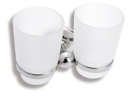 Dvojitý držák kartáčků a pasty sklo Metalia 1 chrom 6157,0