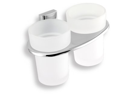 Dvojitý držák kartáčků a pasty sklo Metalia 12 chrom 0257,0