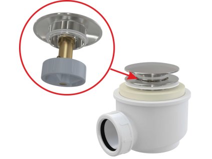 Sifon vaničkový CLICK/CLACK, pro otvor 50 mm, DN 40, kov, chrom-lesk A465C-50