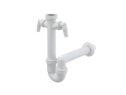 Sifon trubkový dřezový DN 40 s dvěma přípojkami Ø 17–23 mm a převlečnou maticí G 6/4" A82-DN40