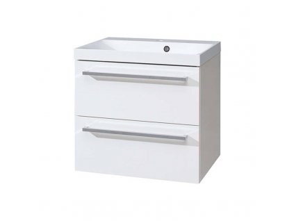 Bino, koupelnová skříňka s umyvadlem z litého mramoru 61 cm, bílá CN660M