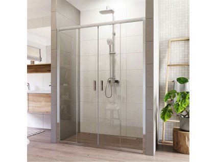 Sprchové dveře, Lima, čtyřdílné, zasunovací, 140x190 cm, chrom ALU, sklo Čiré CK80443K