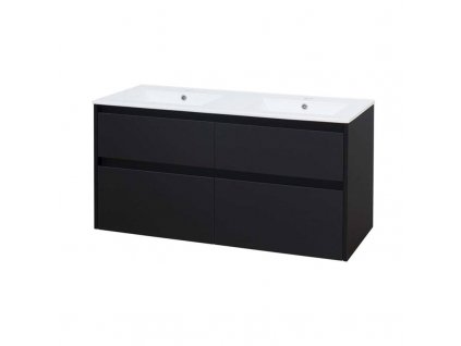 Opto, koupelnová skříňka s keramickým umyvadlem 121 cm, černá CN943