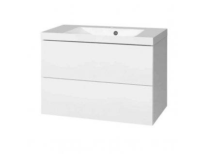 Aira, koupelnová skříňka s umyvadlem z litého mramoru 81 cm, bílá CN711M