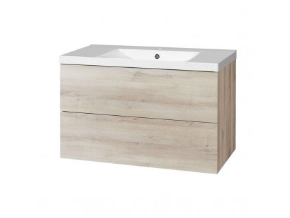 Aira, koupelnová skříňka s umyvadlem z litého mramoru 101 cm, dub Kronberg CN722M