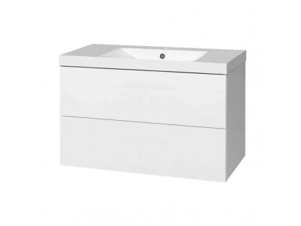 Aira, koupelnová skříňka s umyvadlem z litého mramoru 101 cm, bílá CN712M
