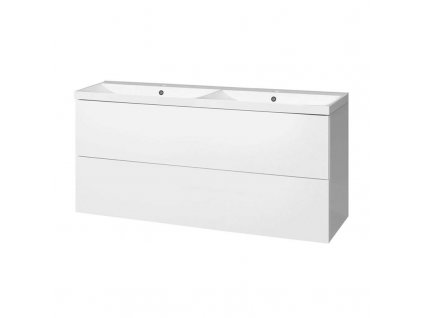 Aira, koupelnová skříňka s umyvadlem z litého mramoru 121 cm, bílá CN713M