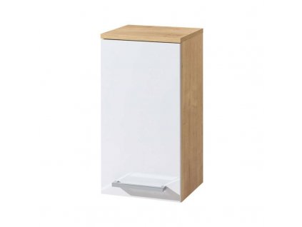 Bino koupelnová skříňka horní 63 cm, pravá, bílá/dub CN676