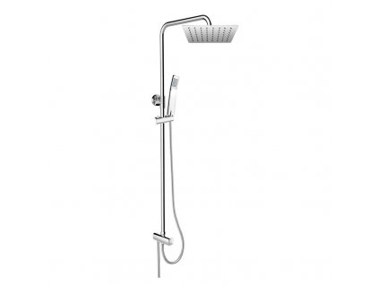 Sprchový set s tyčí, hadicí, ruční a talíř. hranatou sprchou, slim, nerez CB95001SS2