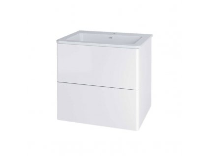 Siena, koupelnová skříňka s umyvadlem z litého mramoru 61 cm, bílá lesk CN410M
