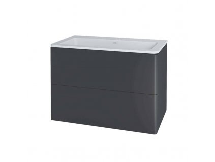 Siena, koupelnová skříňka s umyvadlem z litého mramoru 81 cm, antracit mat CN431M