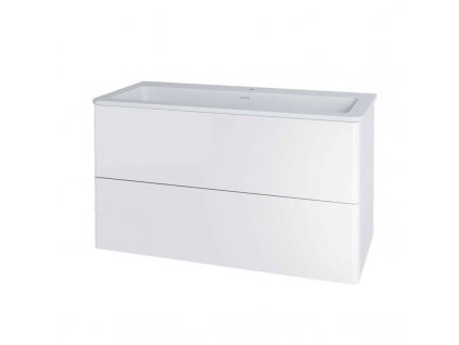 Siena, koupelnová skříňka s umyvadlem z litého mramoru 101 cm, bílá lesk CN412M1