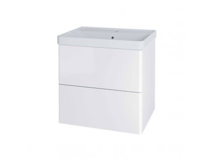 Siena, koupelnová skříňka s keramickým umyvadlem 61 cm, bílá lesk CN410