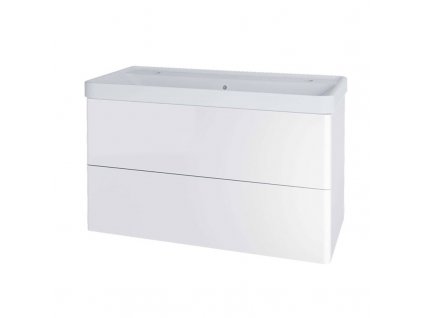 Siena, koupelnová skříňka s keramickym umyvadlem 101 cm, bílá lesk CN4122