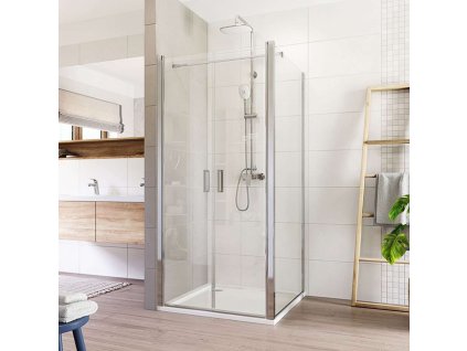 Mereo Sprchový kout, Lima, čtverec, dvoukřídlý, lítací,100x100 cm, chrom ALU, sklo Čiré, dveře L/P a pev.