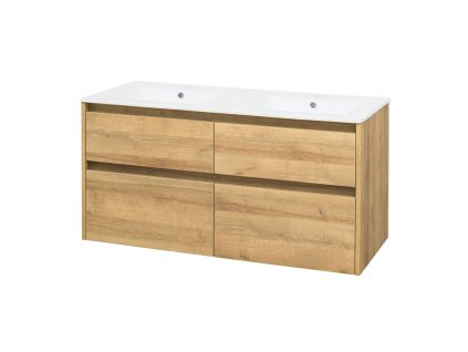 Mereo Opto, koupelnová skříňka s keramickým umyvadlem 121 cm, dub Riviera