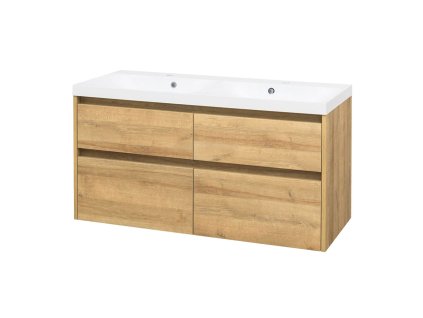 Mereo Opto, koupelnová skříňka s umyvadlem z litého mramoru 121cm, dub Riviera