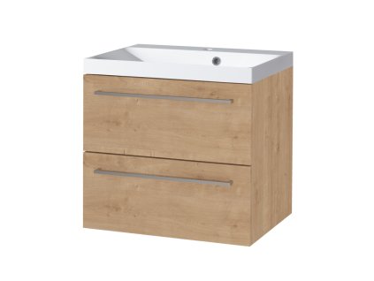 Mereo Bino, koupelnová skříňka s umyvadlem z litého mramoru 61 cm, dub Arlington