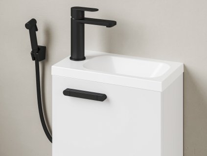 CR II 112.20BL Umyvadlová stojánková baterie 175 mm s bidetovou sprškou a držákem na zeď, bez výpusti, černá