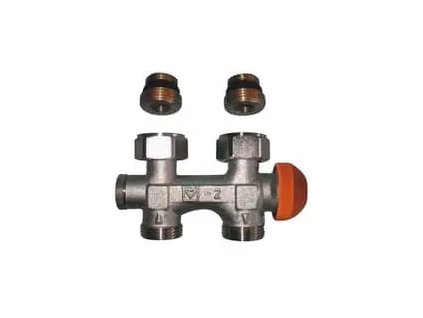 Připojovací šroubení TS-3000 s integrovaným termostatickým ventilem s přednastavením, přímé s adaptéry (#1369291 HERZ-3000, přímý, s termost. svrškem, pro 2-trubkové soust., Dimenze Rp1/2"xG3/4"E, kvs 0,55)