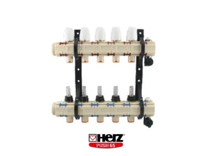 PUSH 65 rozdělovač/sběrač (#QF232732 PUSH rozdělovač/sběrač 2010/16 , 2-cestný  s průtokoměrem a ventily , regulační rozsah do 2,4 l/min, Sada 2-okruhová)