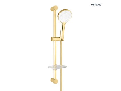 Oltens Driva EasyClick Alling 60 sprchový set s mýdlenkou, lesklá zlatá/bílá 36004080