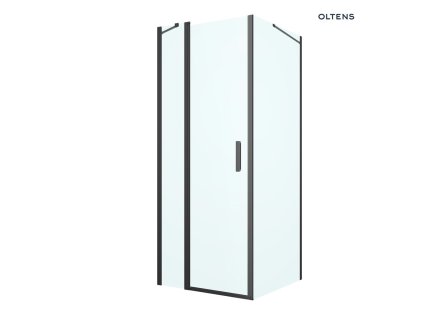 Oltens Hallan sprchový kout 100x90 cm, obdélníkový, dveře se zástěnou, matná černá/průhledné sklo, 20205300