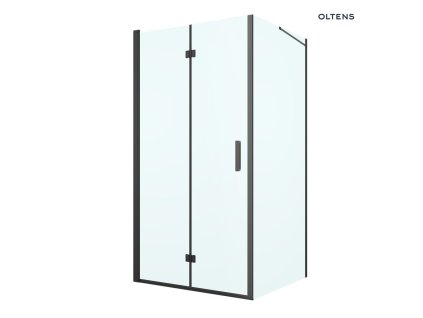 Oltens Hallan sprchový kout 100x100 cm, čtvercový, dveře se zástěnou, matná černá/průhledné sklo, 20009300