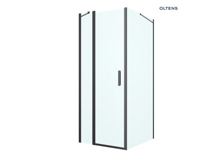 Oltens Verdal sprchový kout 80x100 cm, obdélníkový, dveře se zástěnou, matná černá / průhledné sklo, 20206300