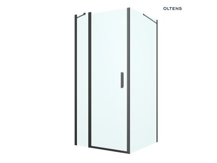 Oltens Verdal sprchový kout 90x100 cm, obdélníkový, dveře se zástěnou, matná černá/průhledné sklo, 20208300