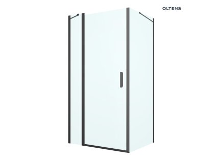 Oltens Verdal sprchový kout 100x90 cm, obdélníkový, dveře se zástěnou, matná černá/průhledné sklo, 20211300