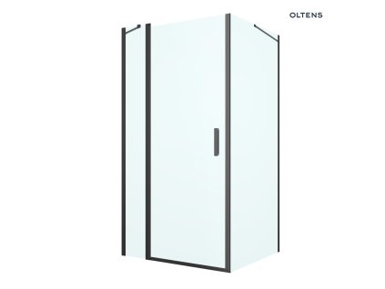 Oltens Verdal sprchový kout 100x100 cm, čtvercový, dveře se zástěnou, matná černá/průhledné sklo 20012300
