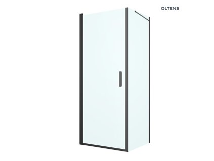 Oltens Rinnan sprchový kout 80x80 cm, čtvercový, dveře se zástěnou, matná černá/průhledné sklo, 20013300