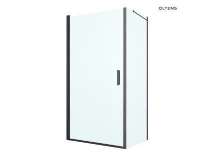 Oltens Rinnan sprchový kout 100x80 cm, obdélníkový, dveře se zástěnou, matná černá/průhledné sklo, 20218300