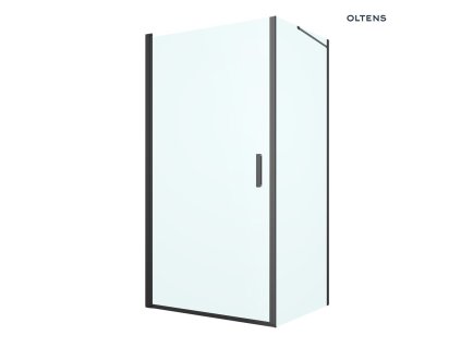 Oltens Rinnan sprchový kout 100x90 cm, obdélníkový, dveře se zástěnou, matná černá/průhledné sklo, 20219300