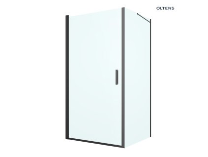 Oltens Rinnan sprchový kout 100x100 cm, čtvercový, dveře se zástěnou, matná černá/průhledné sklo, 20015300