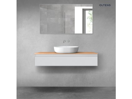 Oltens Vernal závěsná umyvadlová skříňka 120 cm s deskou, matná šedá/dub 68103700