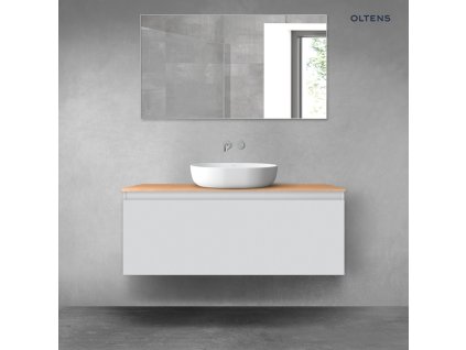 Oltens Vernal závěsná umyvadlová skříňka 120 cm s deskou, matná šedá/dub 68106700