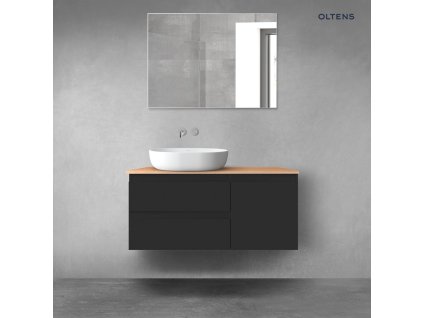 Oltens Vernal sada koupelnového nábytku 100 cm s horní deskou, matná černá/dub 68203300