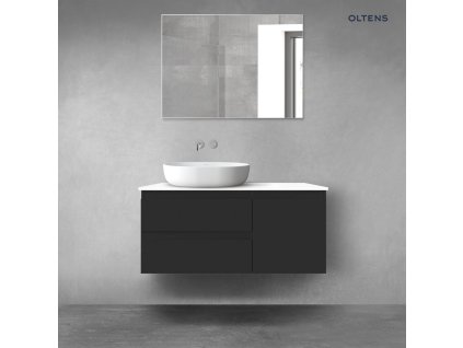 Oltens Vernal sada koupelnového nábytku 100 cm s horní deskou, matná černá/lesklá bílá 68206300