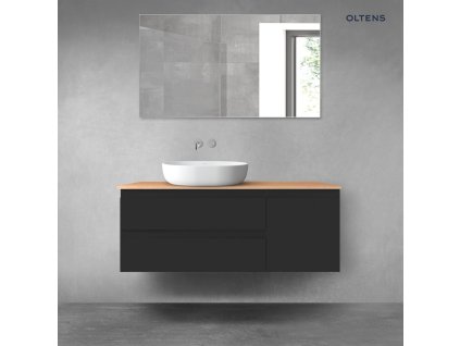 Oltens Vernal sada koupelnového nábytku 120 cm s horní deskou, matná černá/dub 68211300